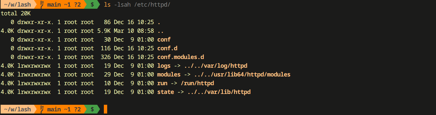 Classic commands in lash