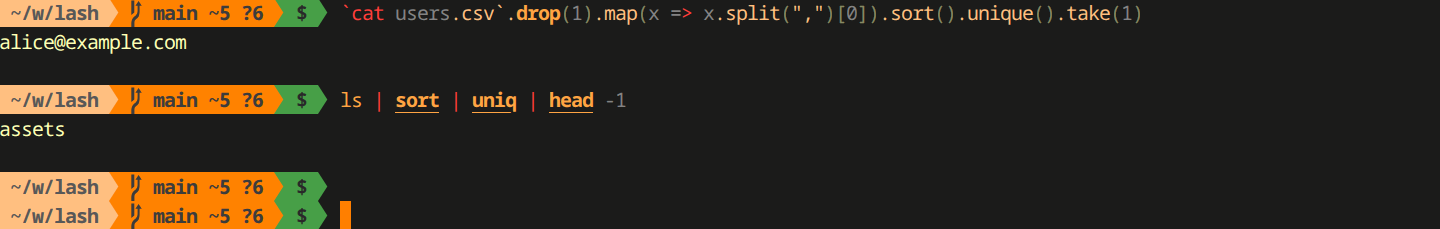 Syntax highlighting in lash