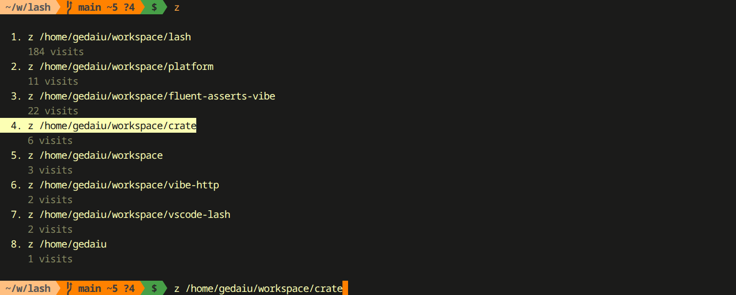 Directory jump with z command